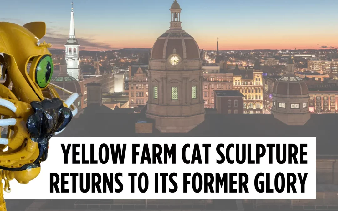 Yellow Farm Cat Sculpture Returns to its Former Glory